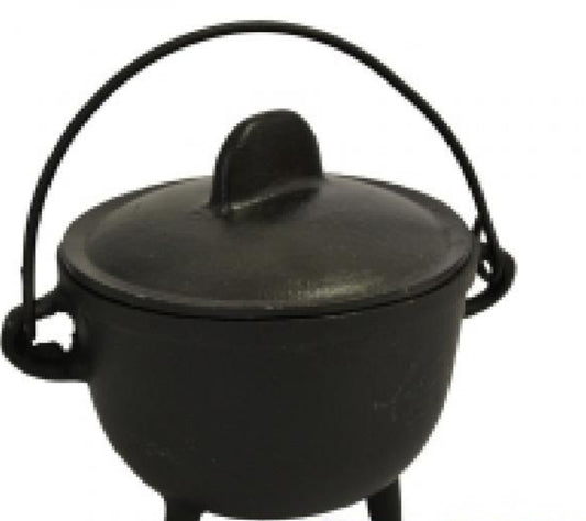 Cast Iron Cauldron with Lid 4.5"D 4.25"H
