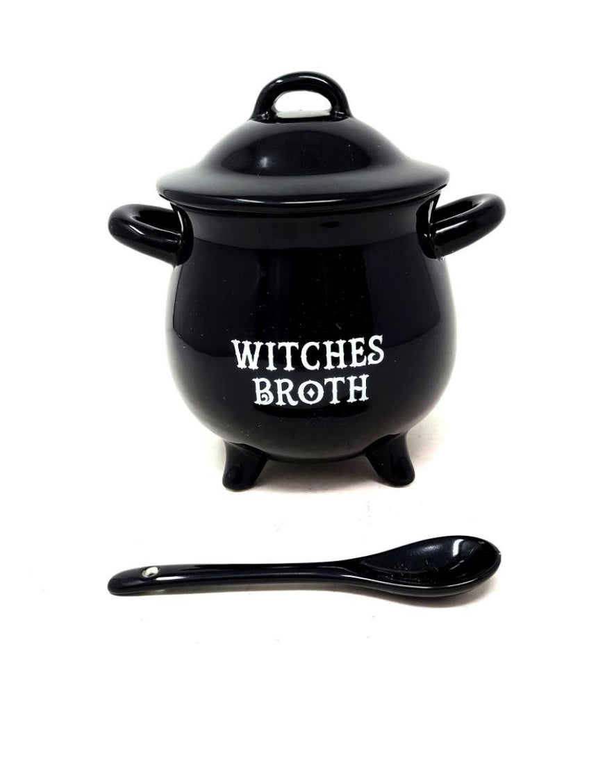 Witches Broth Black Ceramic Pot w/ Spoon