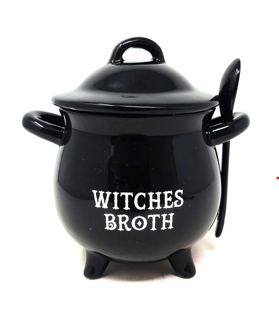 Witches Broth Black Ceramic Pot w/ Spoon