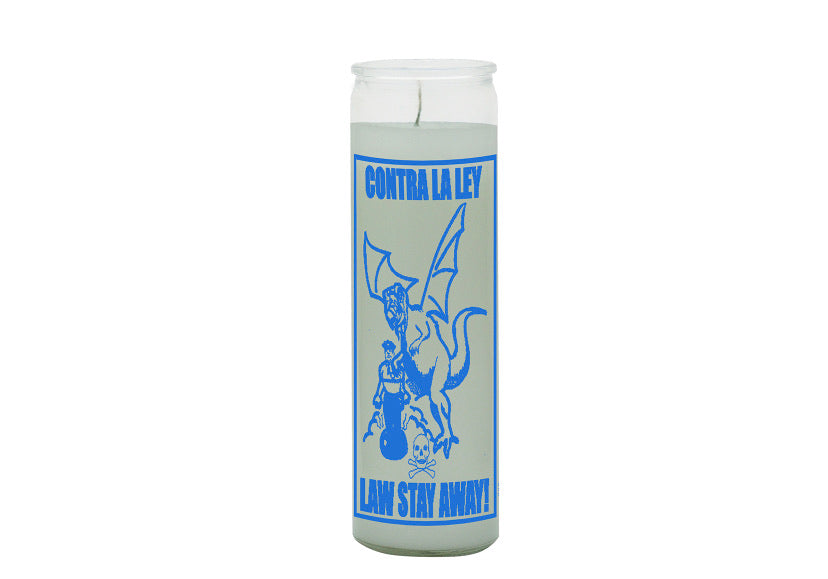 7 Day Glass Candle Law Stay Away - White