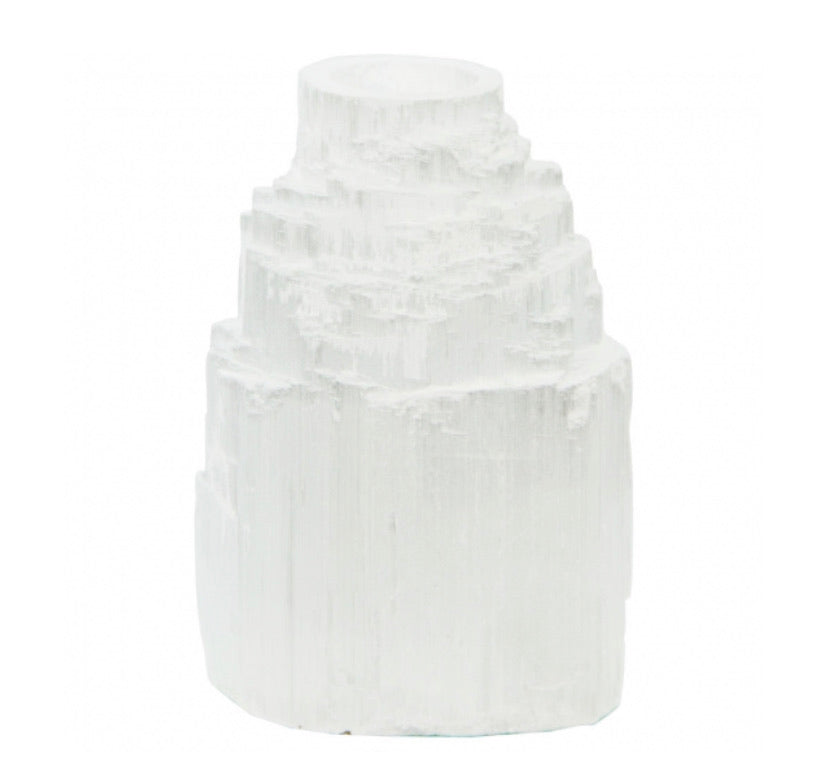 Mini Candle Holder Iceberg White Selenite