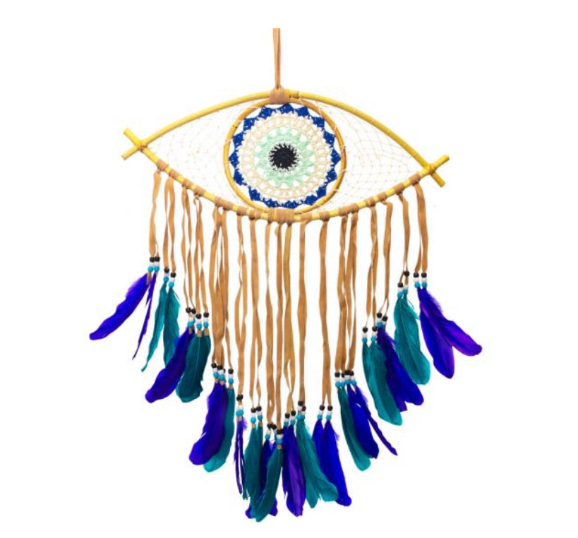 Dreamcatcher Woven Evil Eye blue