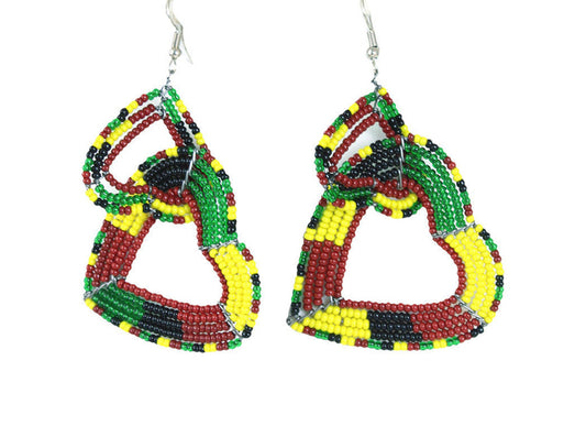 Maasai Beaded Heart Earrings