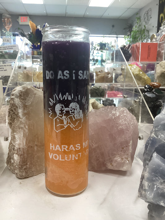 Do As I Say Purple & Orange Candle