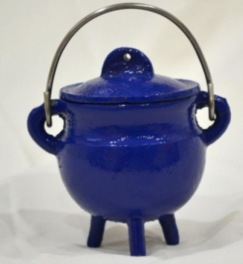 Blue Cast Iron Kettle Cauldron 4"