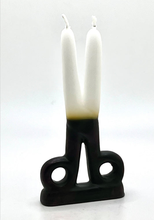 Scissors shape candle White and Black reversible 5-6"