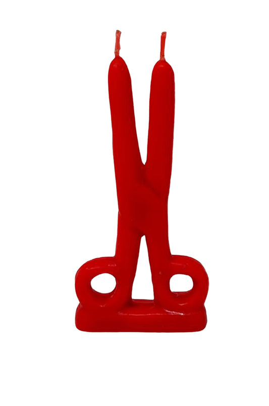 Scissors shape candle Red 5-6"