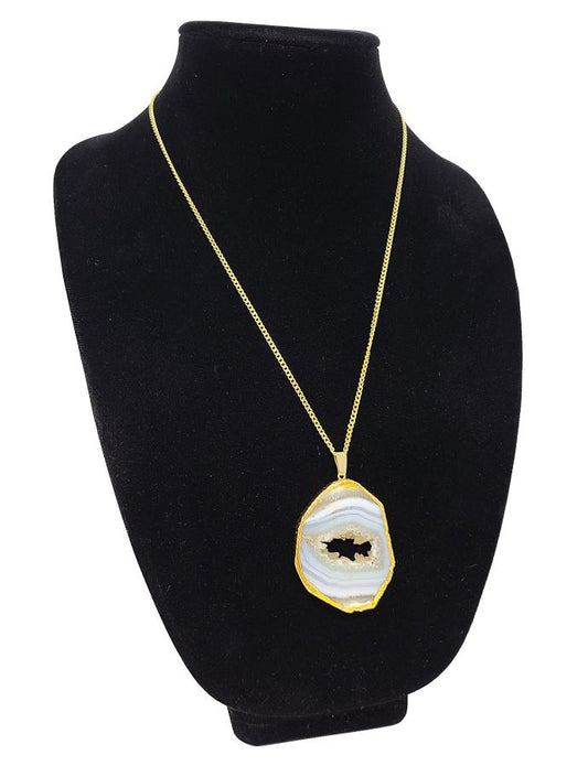 Golden Electroplated Natural GAVA Gemstone Pendant