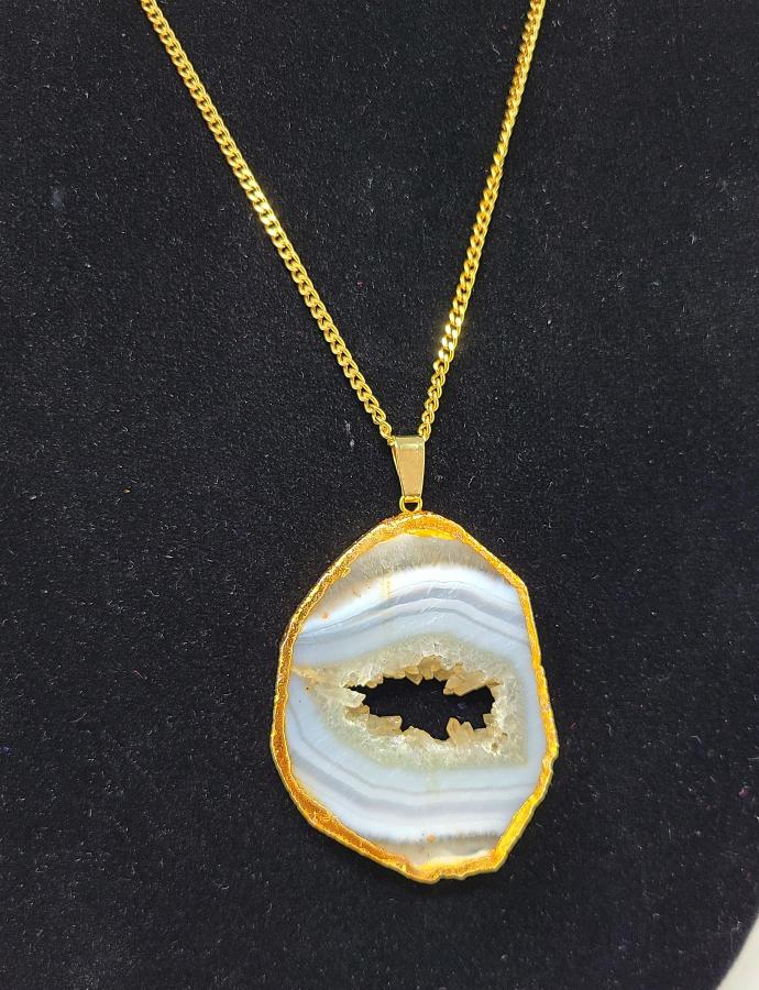 Golden Electroplated Natural GAVA Gemstone Pendant