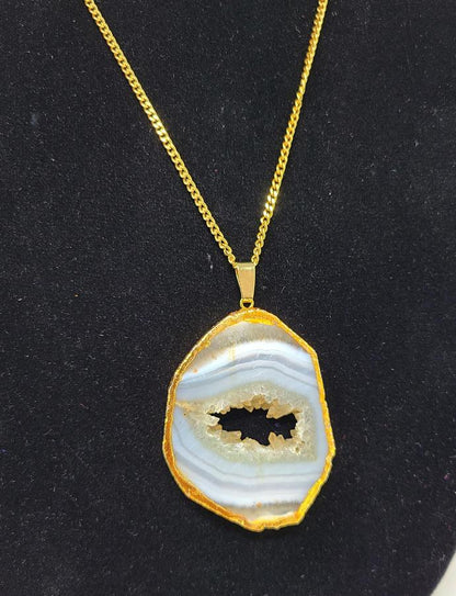 Golden Electroplated Natural GAVA Gemstone Pendant