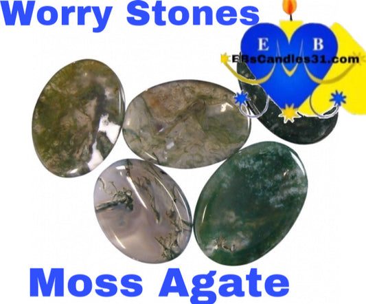 Moss Agate Worry Stone