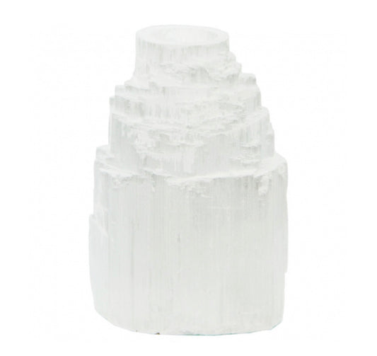 Mini Candle Holder Iceberg White Selenite