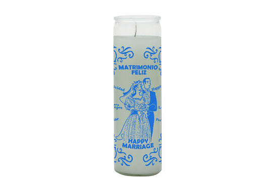 7 Day Glass Candle Happy Marriage - White